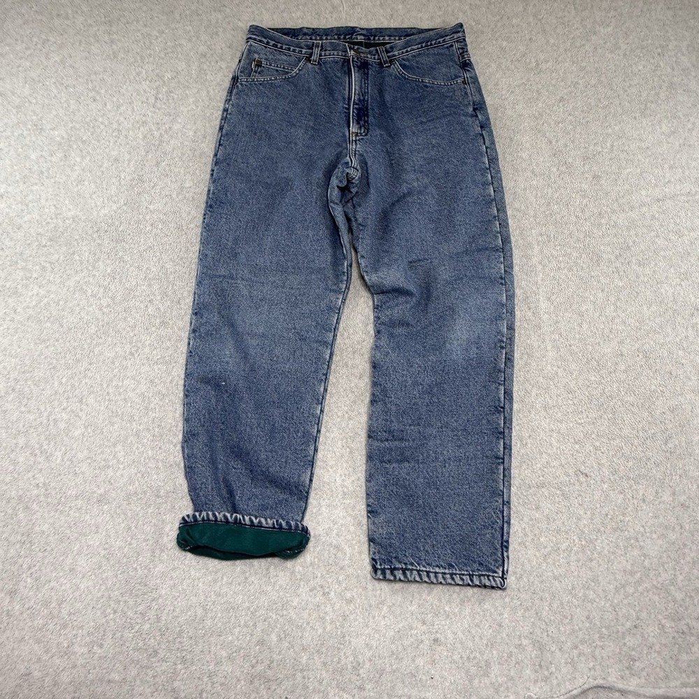 L.L.Bean Fleece Lined Jeans Mens 34x30 Medium Blue Classic Fit Straight Denim